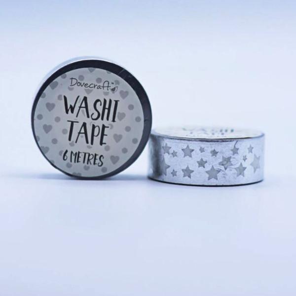 Dovecraft Washi Tape - Foil, Silver Stars