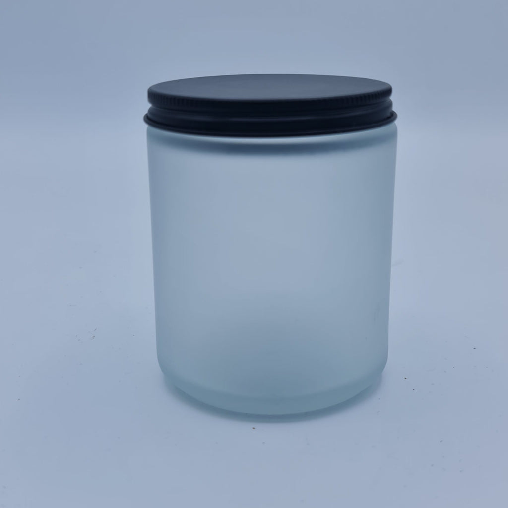 Frosted Glass Jar 250ml - Black metal lid
