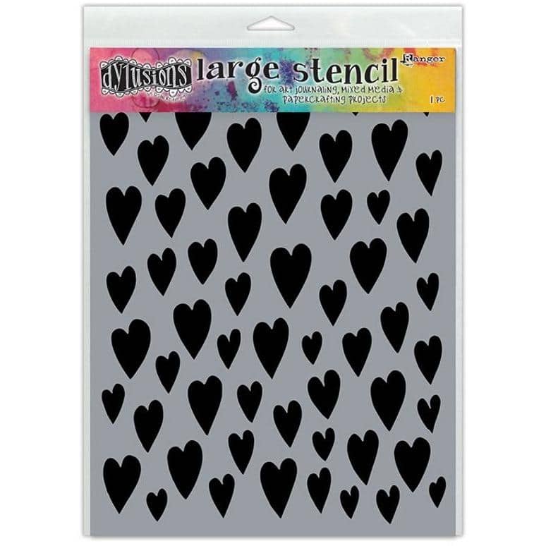 Dylusion Large Stencil 9x12" - Love Hearts
