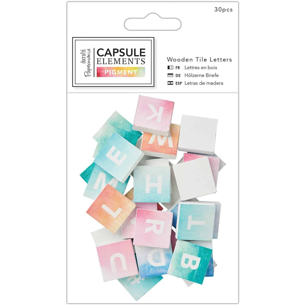 Papermania Wooden Tile Letters - Capsule - Pigment 30pcs