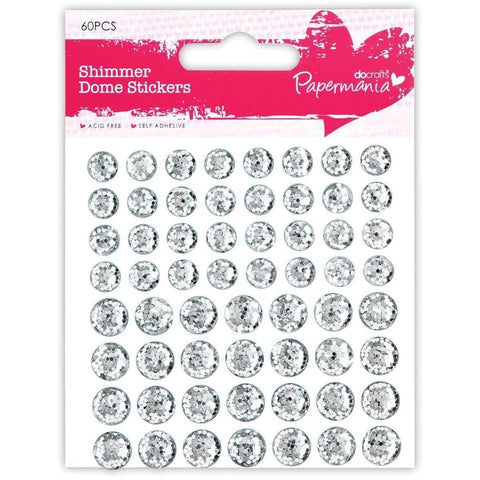 Papermania Shimmer Dome Stickers (60pcs) - Silver