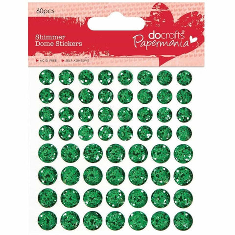 Papermania Shimmer Dome Stickers (60pcs) - Green