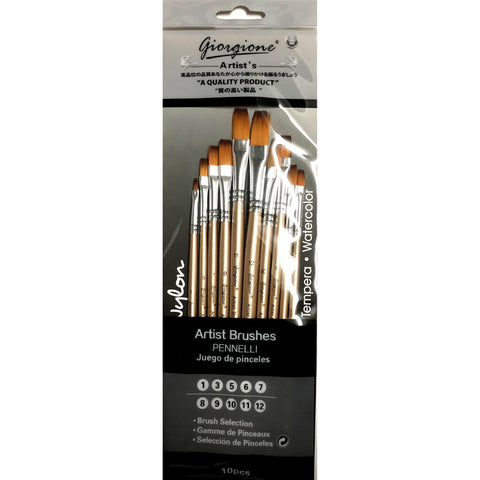 Giorgione Artists Flat Brushes - Set of 10