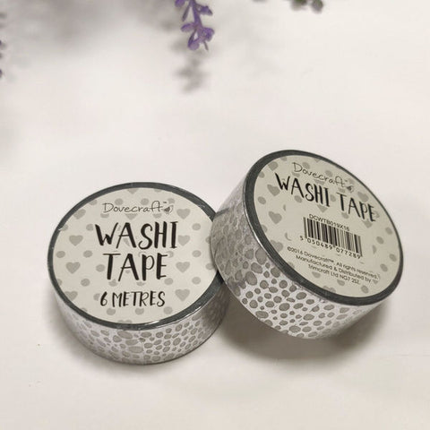 Dovecraft Washi Tape - Foil, Silver Spots