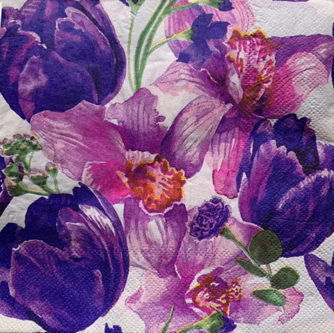 Decoupage Napkin - Orchids & Tulips