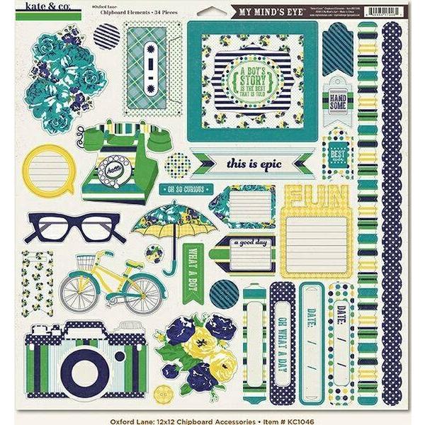 My Minds Eye - Kate and Co, Oxford Lane 12x12 Chipboard Accessories