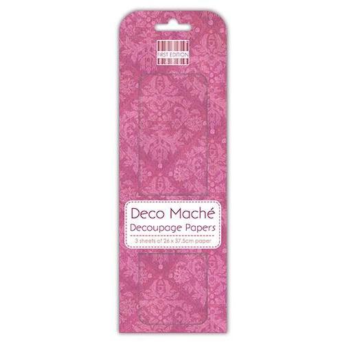 First Edition Decoupage Papers - Hot Pink Damask