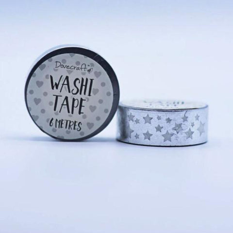 Dovecraft Washi Tape - Foil, Silver Stars