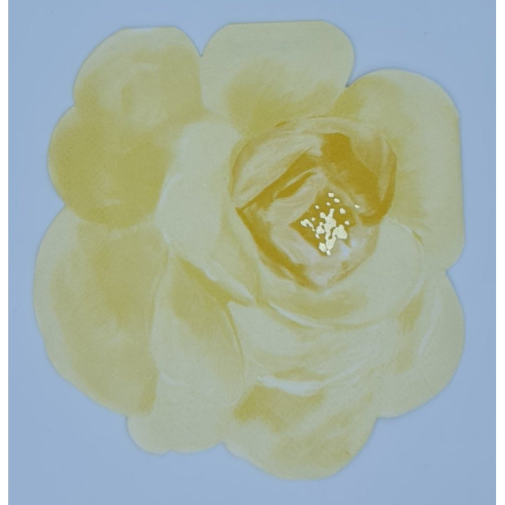 Decoupage Napkin - Foiled Diecut Rose Yellow