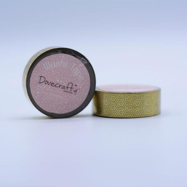 Dovecraft Washi Tape - Foil, Gold Hexagon