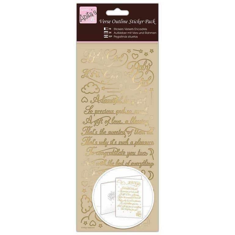 Anita's Outline Stickers - Verses - Baby Girl - Gold