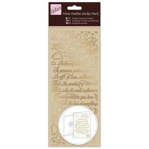 Anita's Outline Stickers - Verses - Baby Girl - Gold