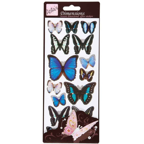 Anita's Dimensions 3D Sticker Sheet -Butterfly Wings Blue
