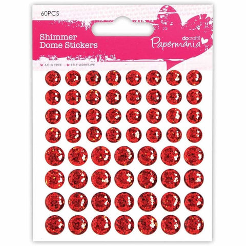 Papermania Shimmer Dome Stickers (60pcs) - Red