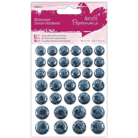 Papermania Shimmer Dome Stickers (36pcs) - Light Blue