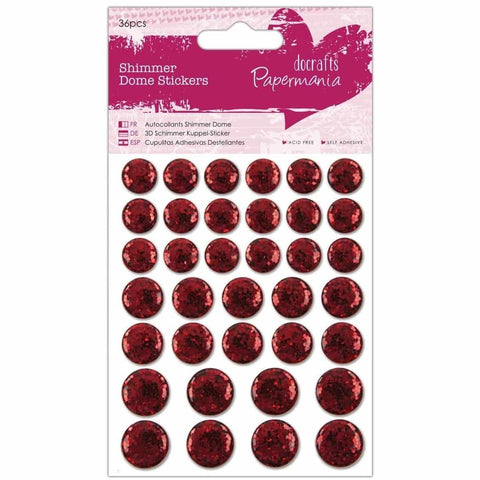 Papermania Shimmer Dome Stickers (36pcs) - Red