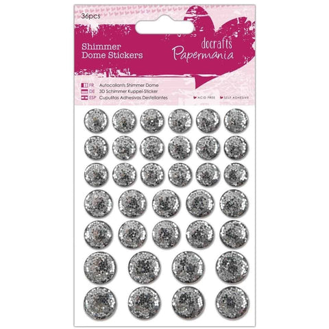Papermania Shimmer Dome Stickers (36pcs) - Silver