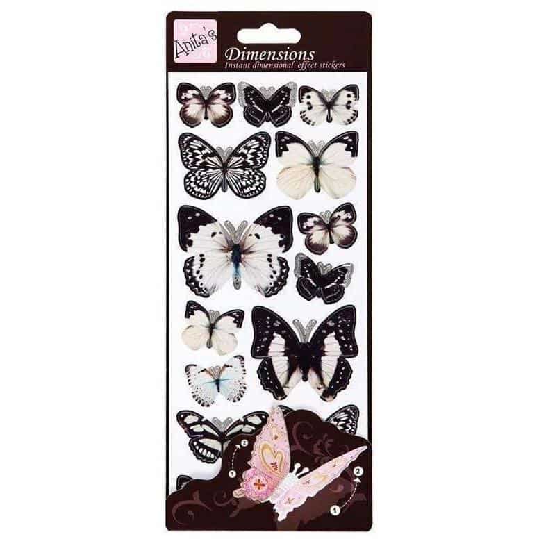 Anita's Dimensions 3D Sticker Sheet -Butterfly Wings White
