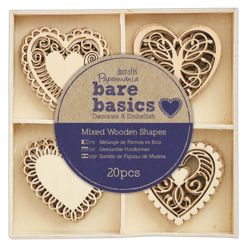 Papermania Wooden Shapes - Bare Basics - Filigree Heart